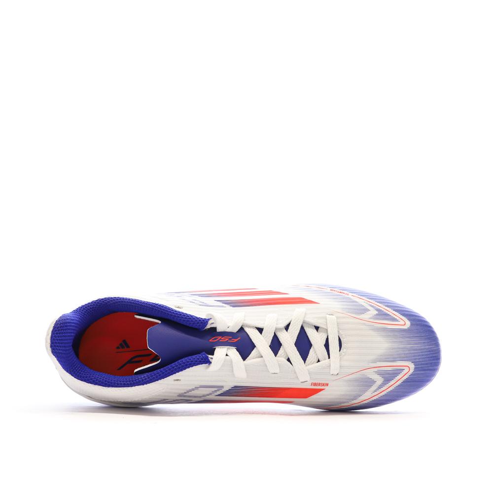 Chaussures de Foot Blanc/Bleu Junior Adidas F50 League FG/MG vue 4