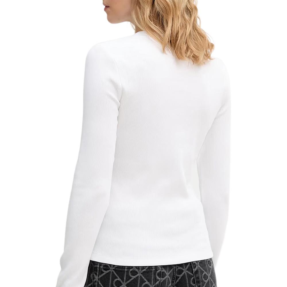 T-Shirt Manches Longues Blanc Femme Calvin Klein Jeans Label vue 2
