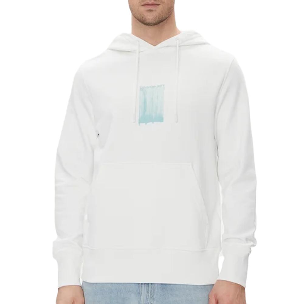 Sweat à Capuche Blanc Homme Calvin Klein Jeans Brush Stroke pas cher