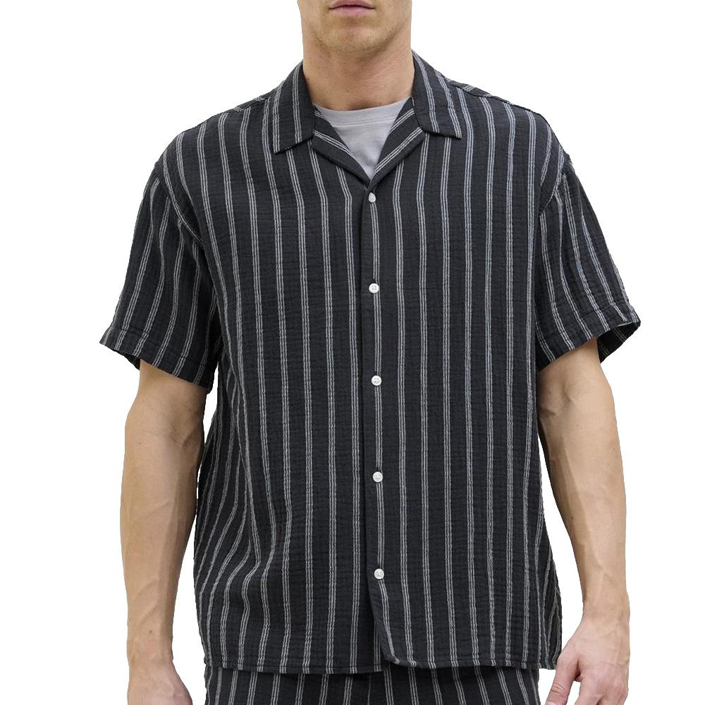 Chemisette Gaze de Coton Marine Homme Jack & Jones Reaster pas cher