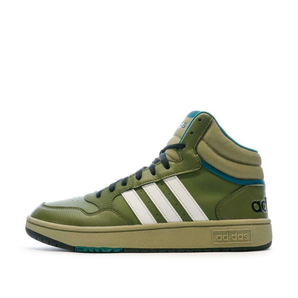 Baskets Verte Homme Adidas Hoops 3.0 Mid pas cher