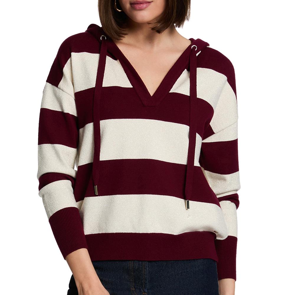 Pull Blanc/Bordeaux Femme Morgan Preppy pas cher