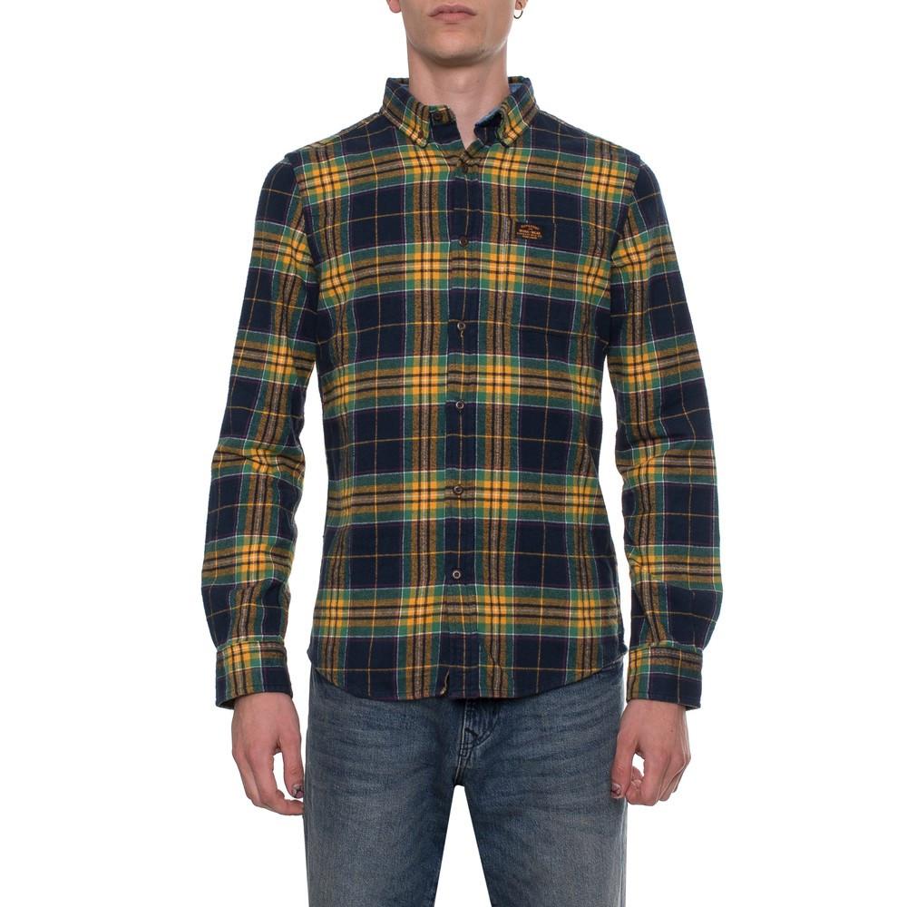 Chemise à carreaux Marine/Vert/Jaune Homme Superdry Heritage Lum pas cher