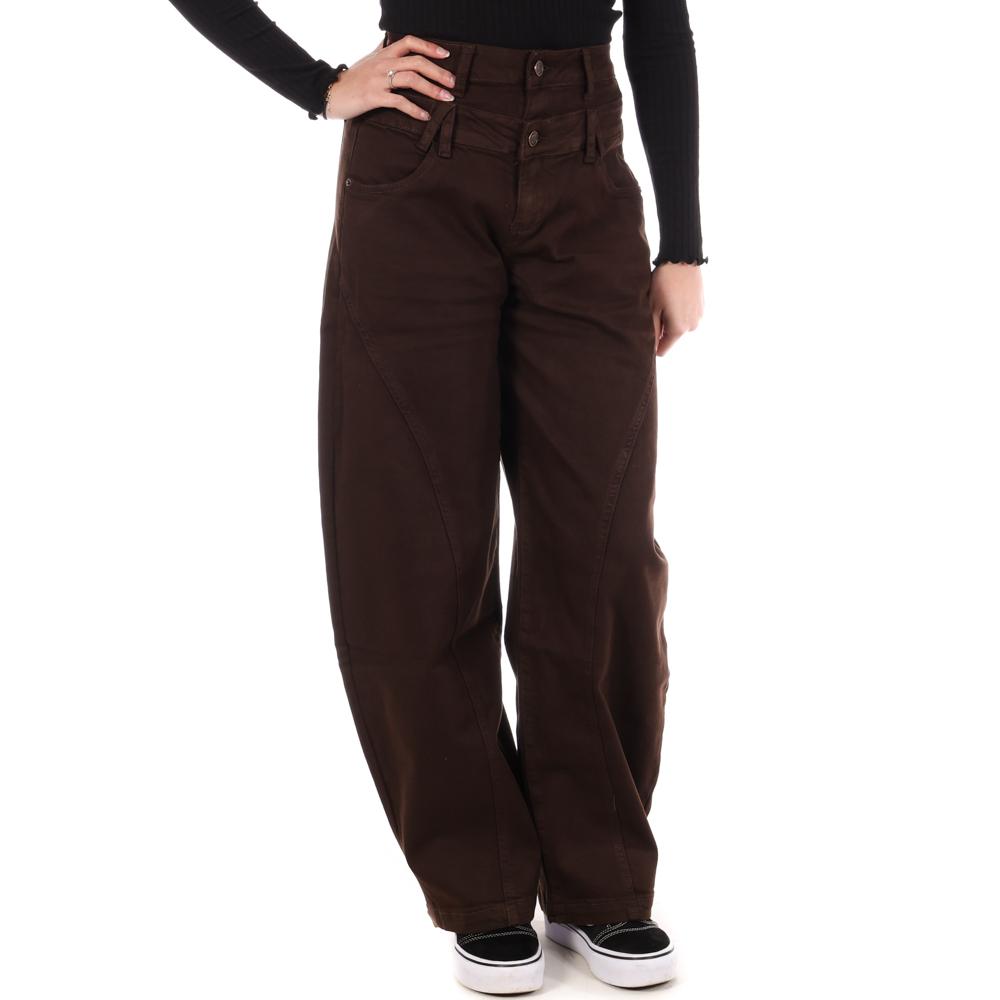 Jean Loose Marron Femme Monday Premium 1886F pas cher