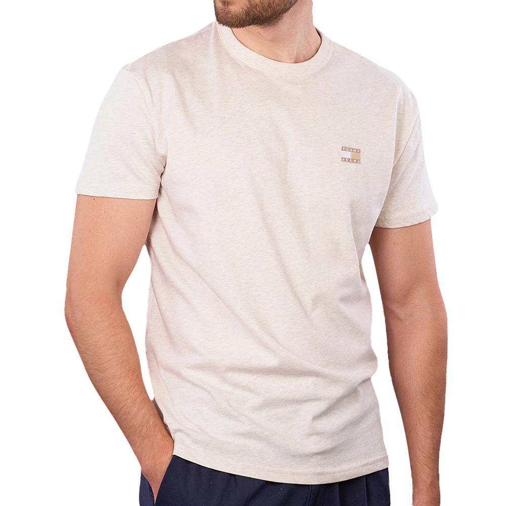 T-shirt Ecru Homme Tommy Jeans Reg Badge pas cher
