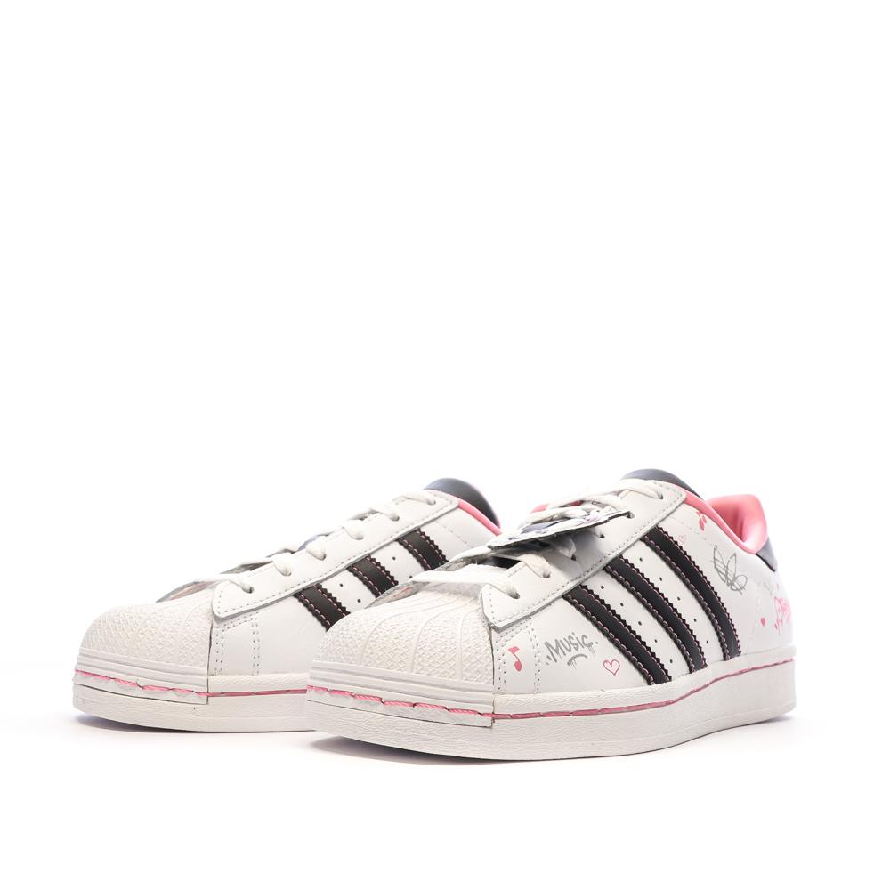 Baskets Blanches/Noires Fille Adidas Superstar vue 6