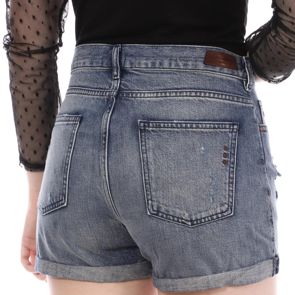 Short en Jean Bleu Femme Scotch & Soda Destroy vue 2