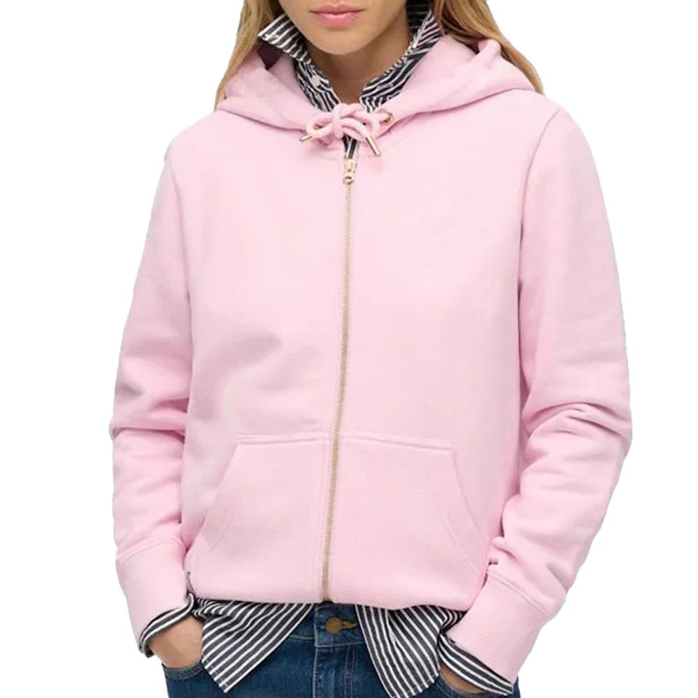 Sweat Rose Femme Superdry Essential Logo Ziphood Hb pas cher