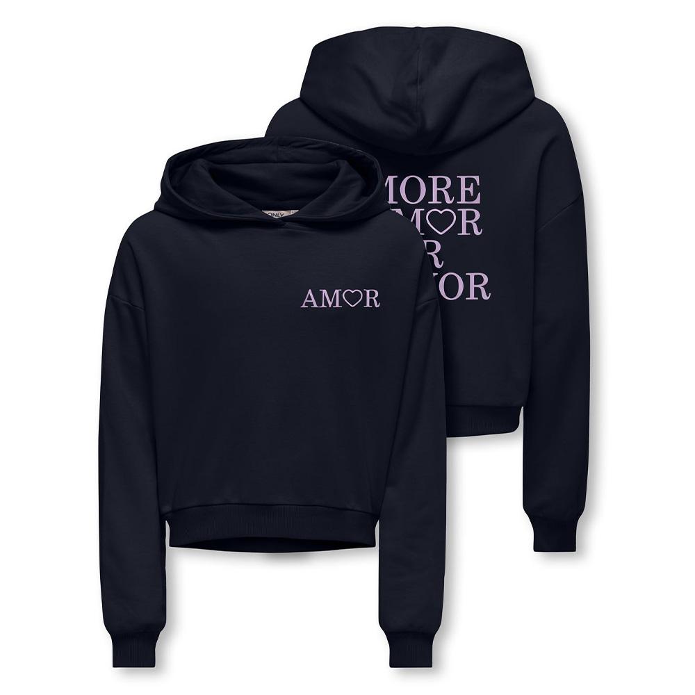 Sweat à Capuche Noir Fille Kids ONLY Amor Life vue 3