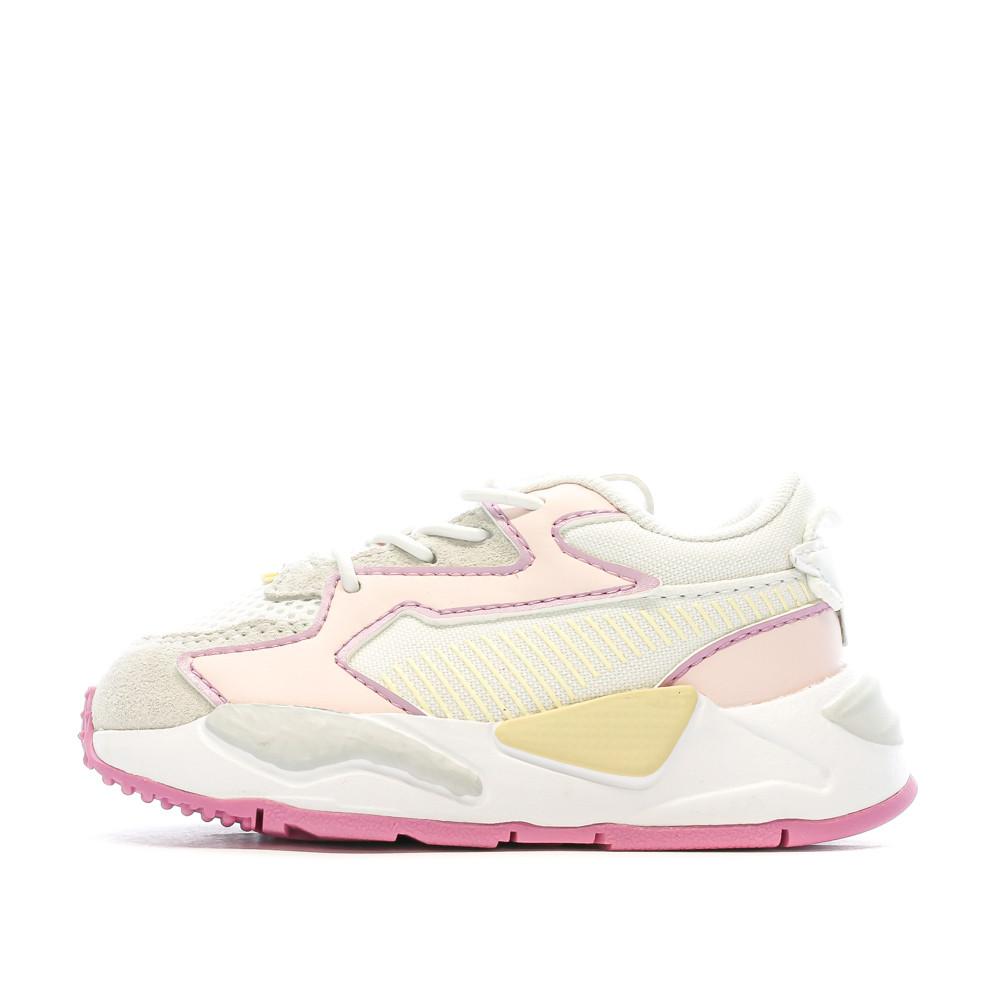 Baskets Écru/Rose Fille Puma Outline pas cher