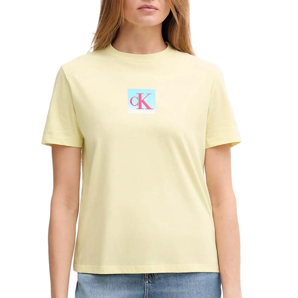 T-shirt Jaune Femme Calvin Klein Jeans Ss Classic pas cher