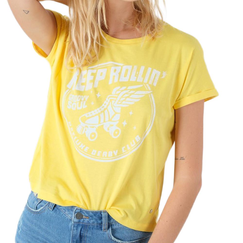 T-shirt Jaune Femme Deeluxe Rollin pas cher