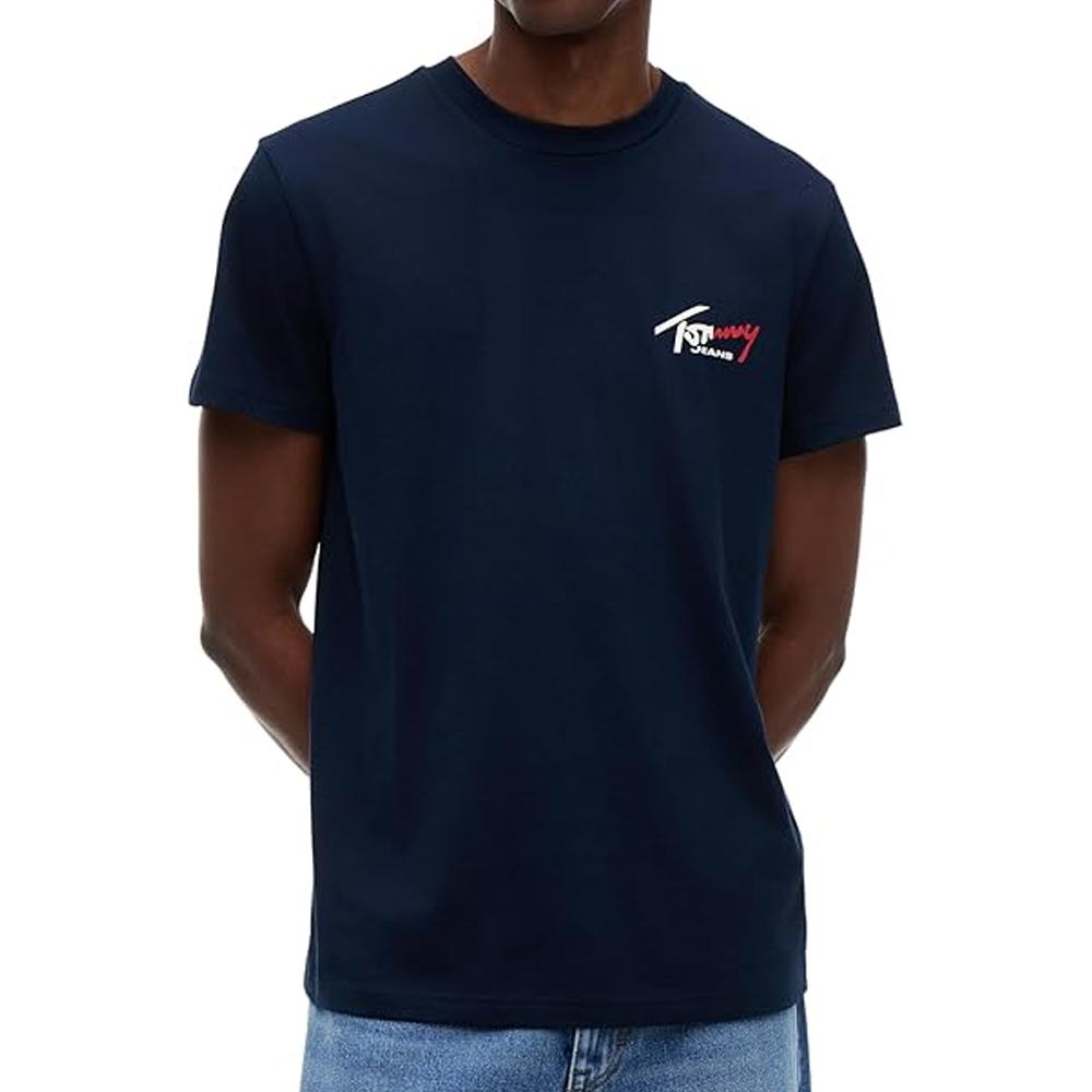 Camiseta azul marino para hombre Tommy Hilfiger Slim barato