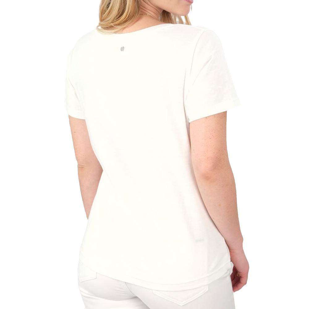 T-shirt Blanc Femme Deeluxe Floriskull vue 2
