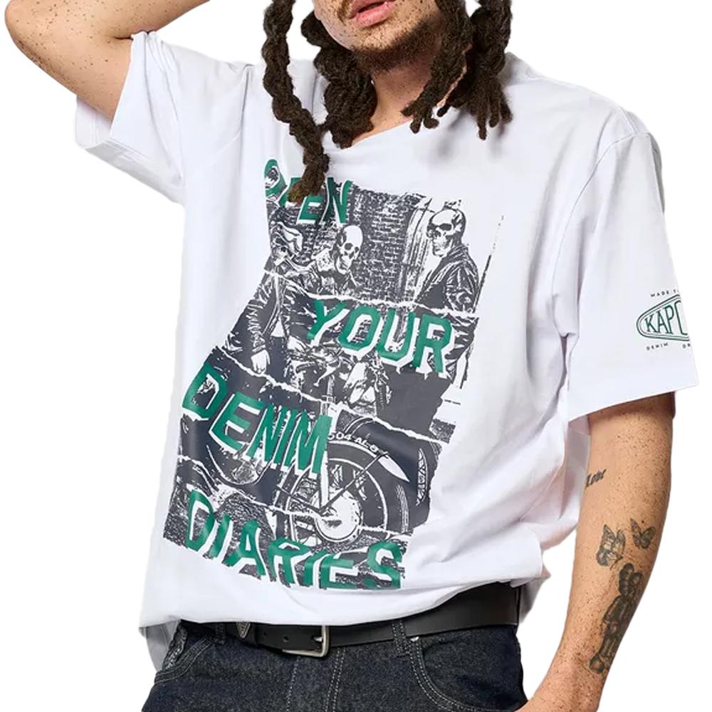 T-shirt Blanc/Marine Homme Kaporal VORTOH pas cher