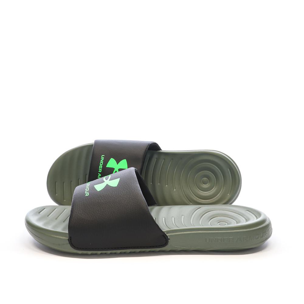 Claquettes Noire/Verte Homme Under Armour Ansa pas cher