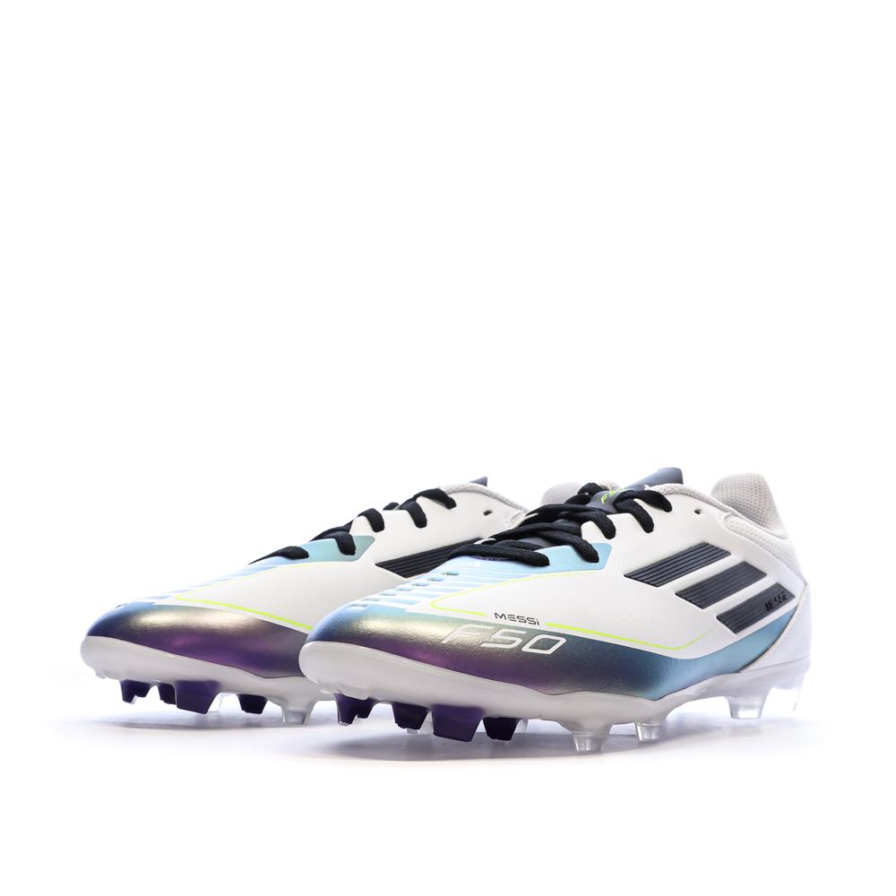 Chaussures de football Blanc/Noir/Violet Garçon Adidas F50 League Messi vue 6