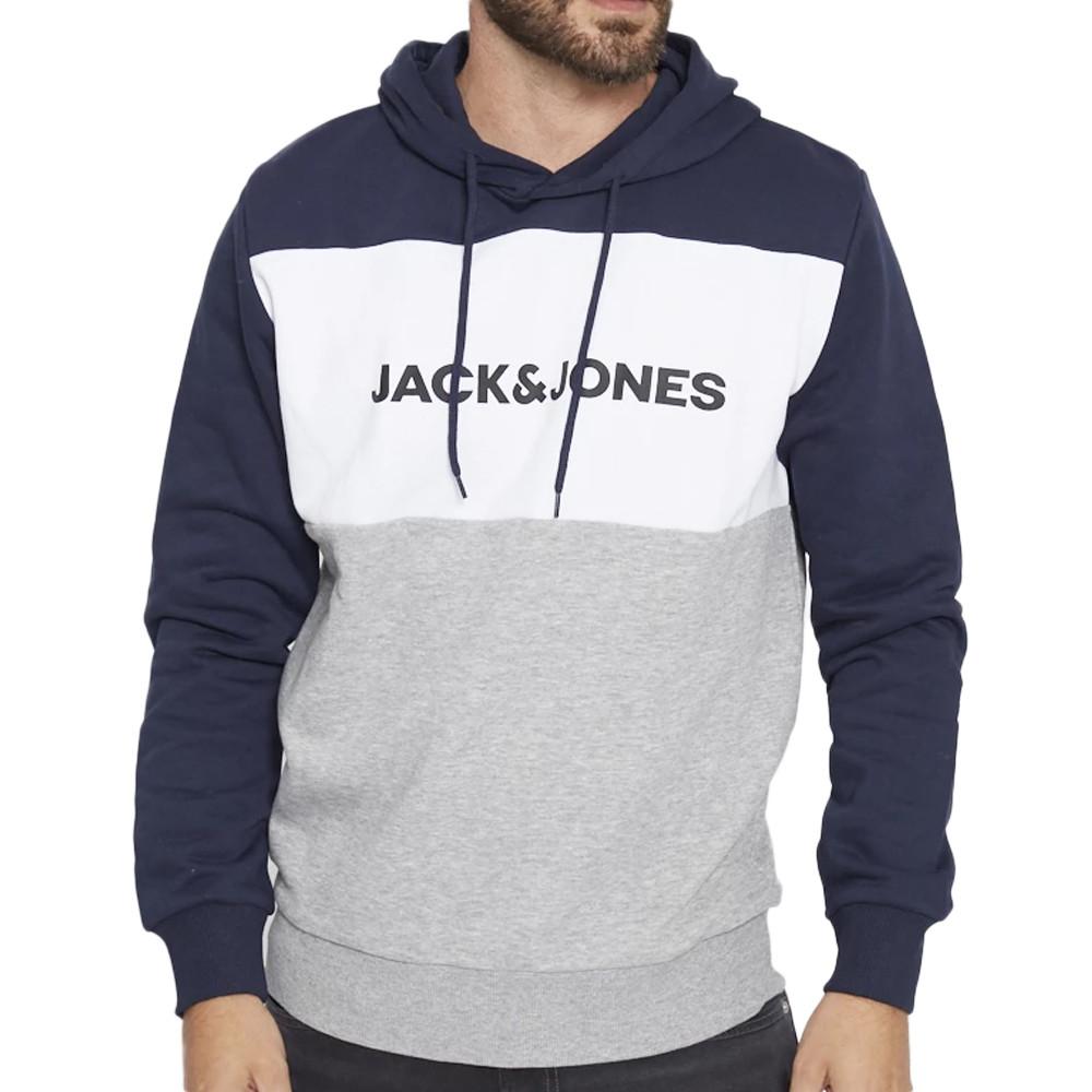 Sweat à capuche Marine Homme Jack and Jones Blocking pas cher