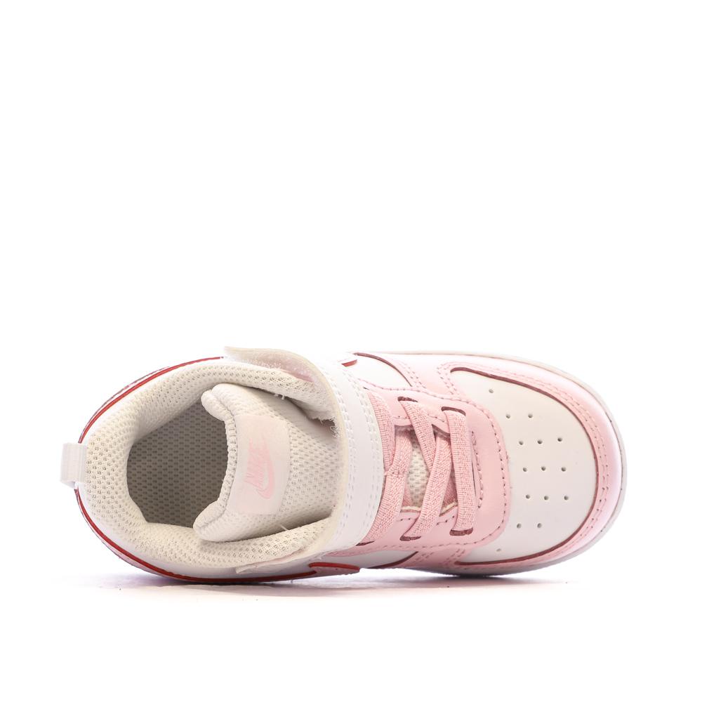 Baskets Blanc/Rose Fille Nike Court Borough Low 2 vue 4