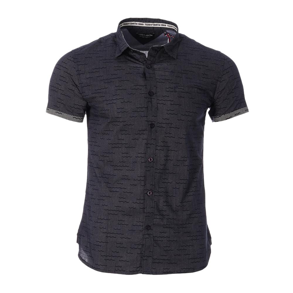 Chemise Marine/Taupe à Motifs Homme Teddy Smith Cut Mc 10711556D pas cher