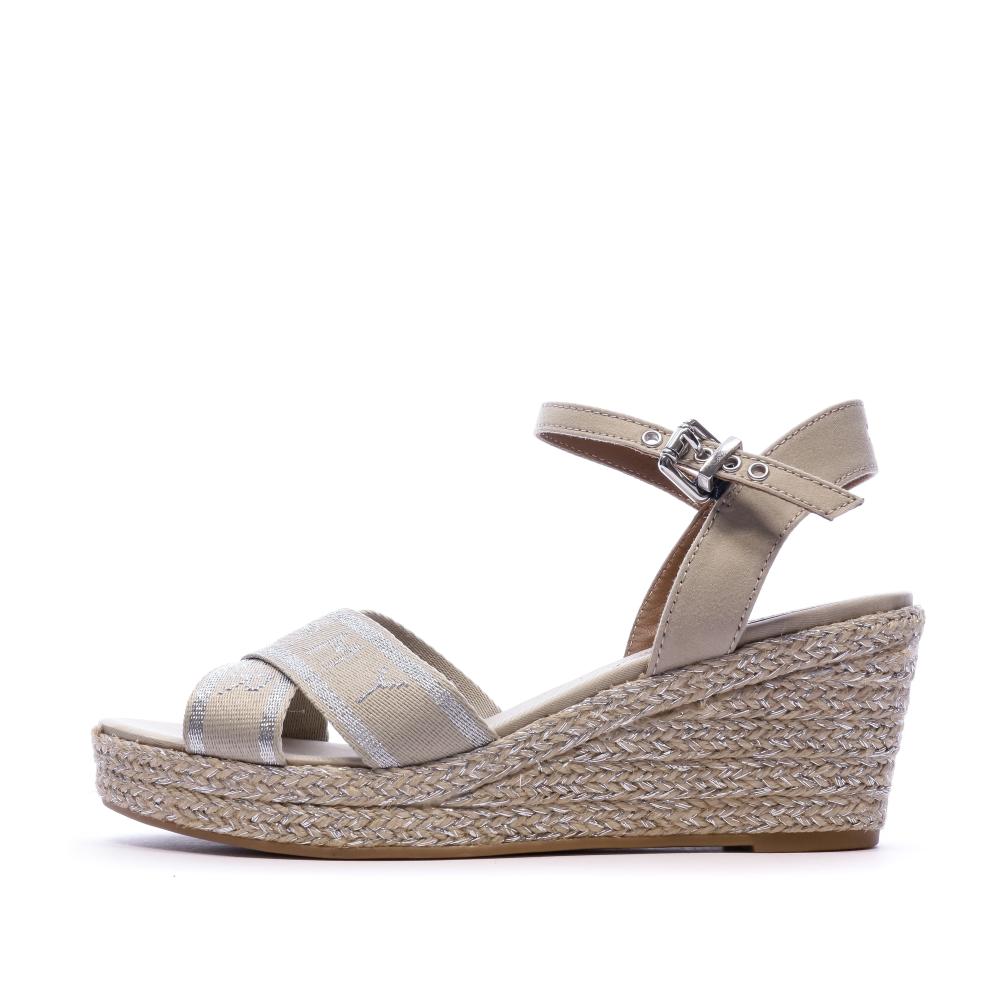 Sandales compensées beige femmes Tommy Hilfiger pas cher