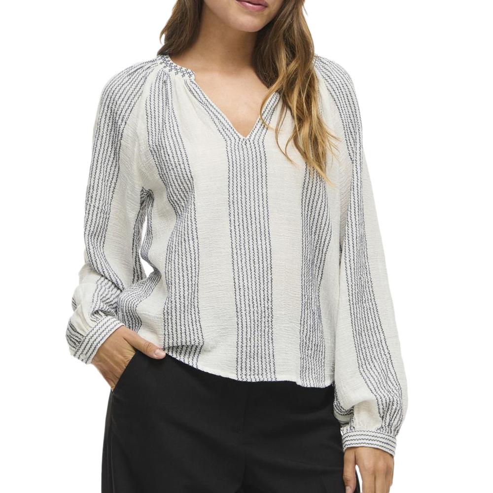 Blouse Blanche/Grise Femme Vila Zoffe pas cher