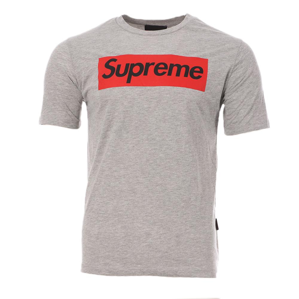 T-shirt Gris/Rouge Homme Supreme Italfigo pas cher