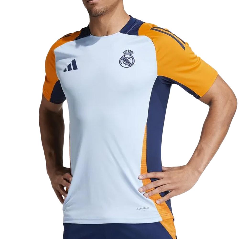 Real Madrid Maillot Training Bleu/Orange Homme Adidas 24/25 pas cher