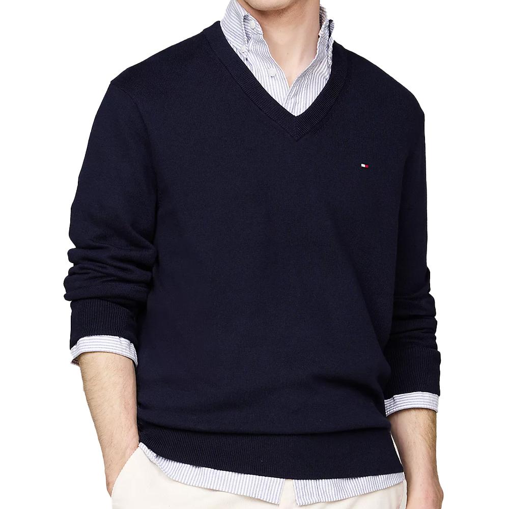 Pull Marine Homme Tommy Hilfiger Pima MW0MW28047 pas cher