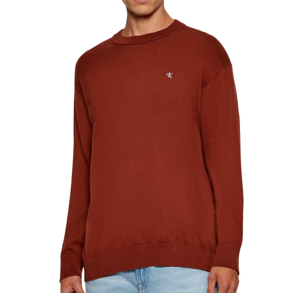 Sweat Rouge Homme Calvin Klein Jeans Eu Ls Cotton Relaxed pas cher