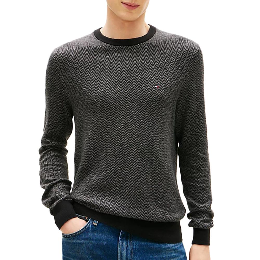 Pull Gris Chiné Homme Tommy Hilfiger Pima pas cher