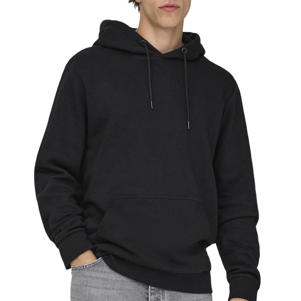 Sweat à Capuche Noir Homme Only & Sons Cere pas cher