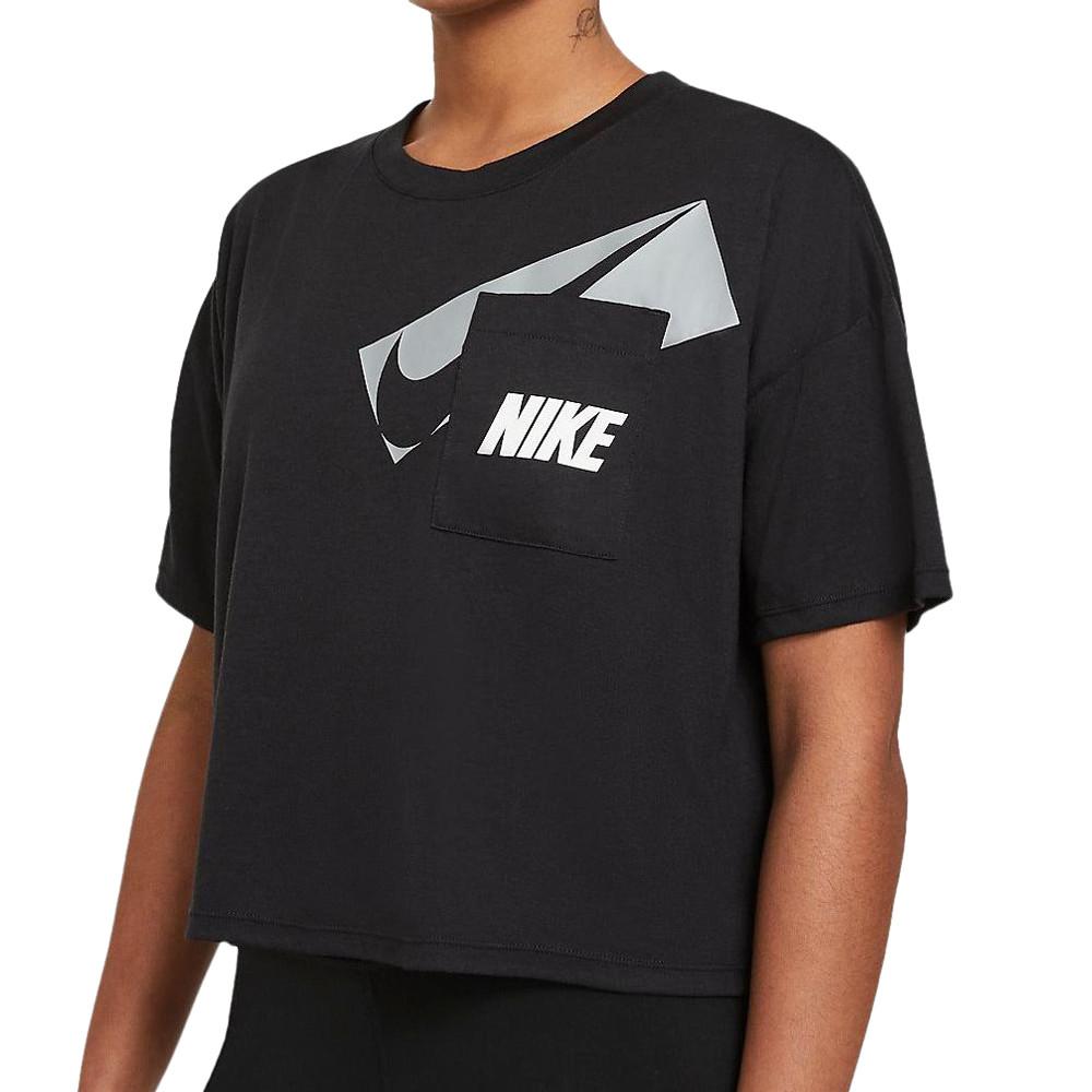 T-Shirt De Sport Noir Femme Nike Dry Graphic Crop-Top pas cher