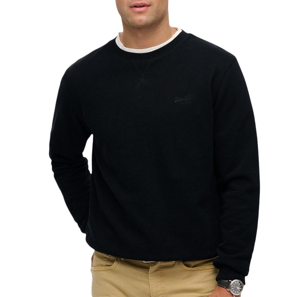 Pull Noir Homme Superdry Essential Logo Crew pas cher