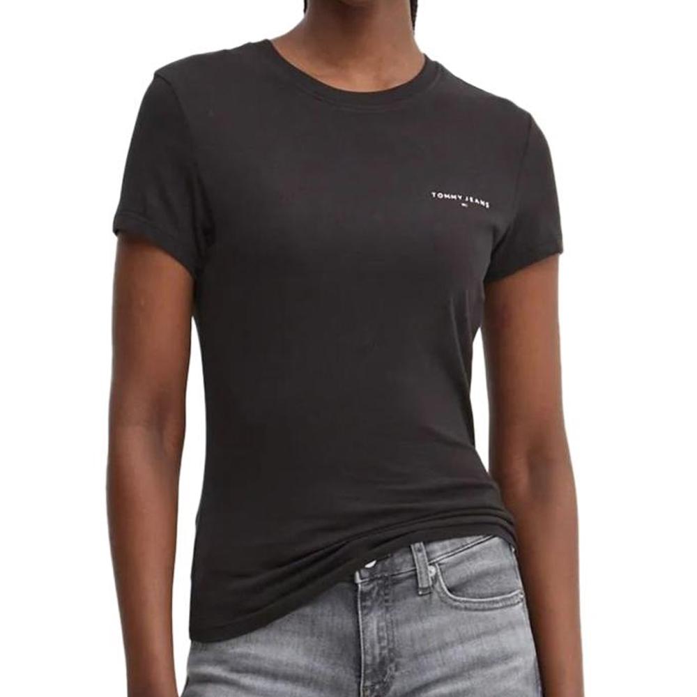 T-shirt Noir Femme Tommy Hilfiger Slim Linear pas cher