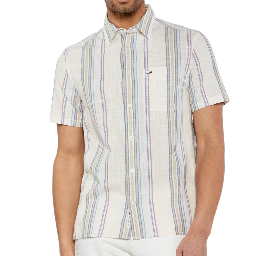 Chemise Blanche/Bleu Homme Tommy Hilfiger Stripe pas cher