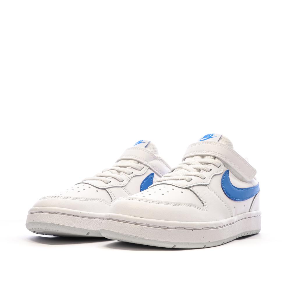 Baskets Blanches/Bleu Garçon Nike Court Borough Low 2 vue 6