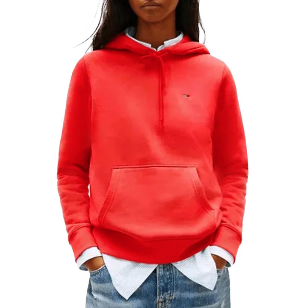 Sweat à Capuche Rouge Vif Femme Tommy Hilfiger Flag pas cher