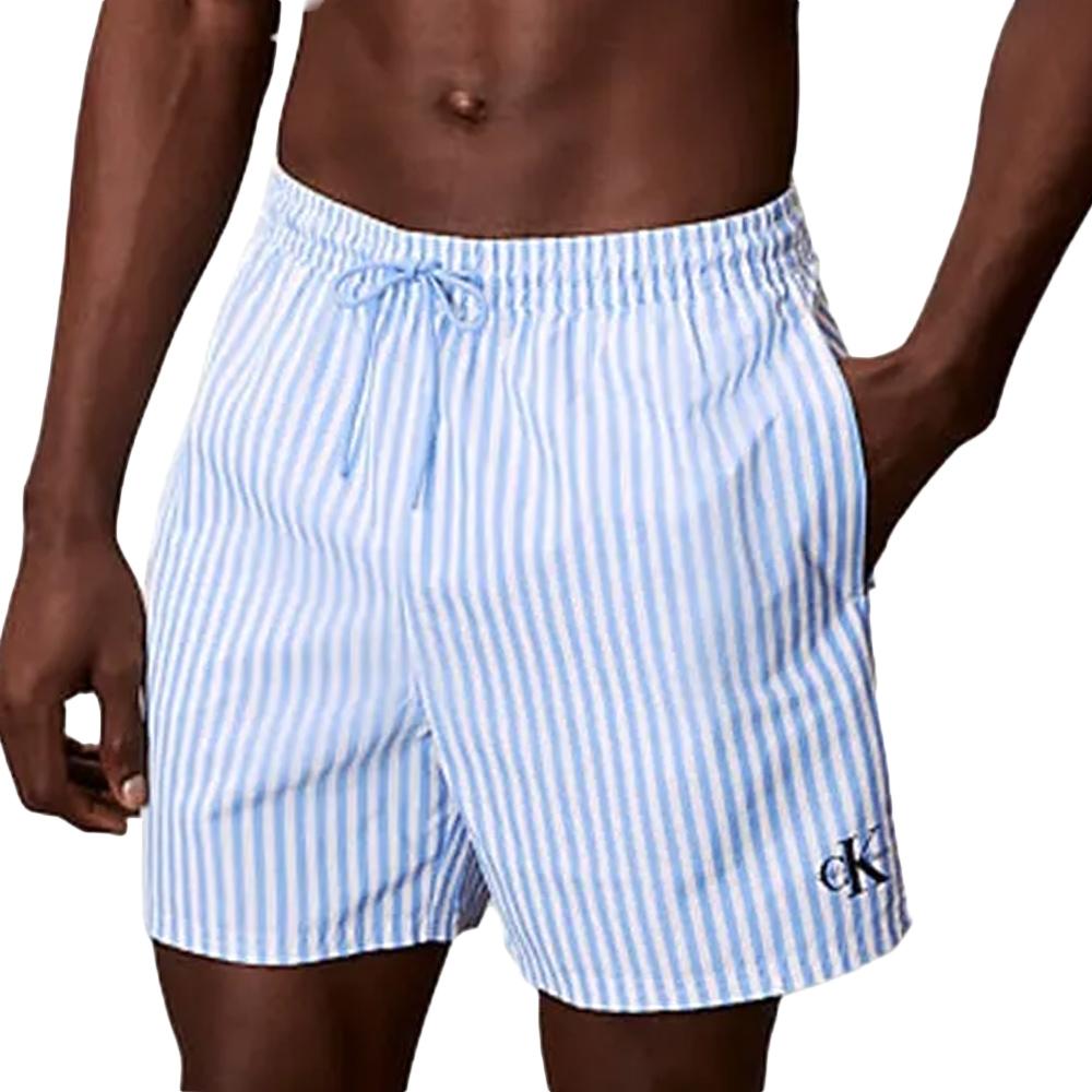 Badehose Blau/Weiß für Herren von Calvin Klein Jeans mit Kordelzug günstig