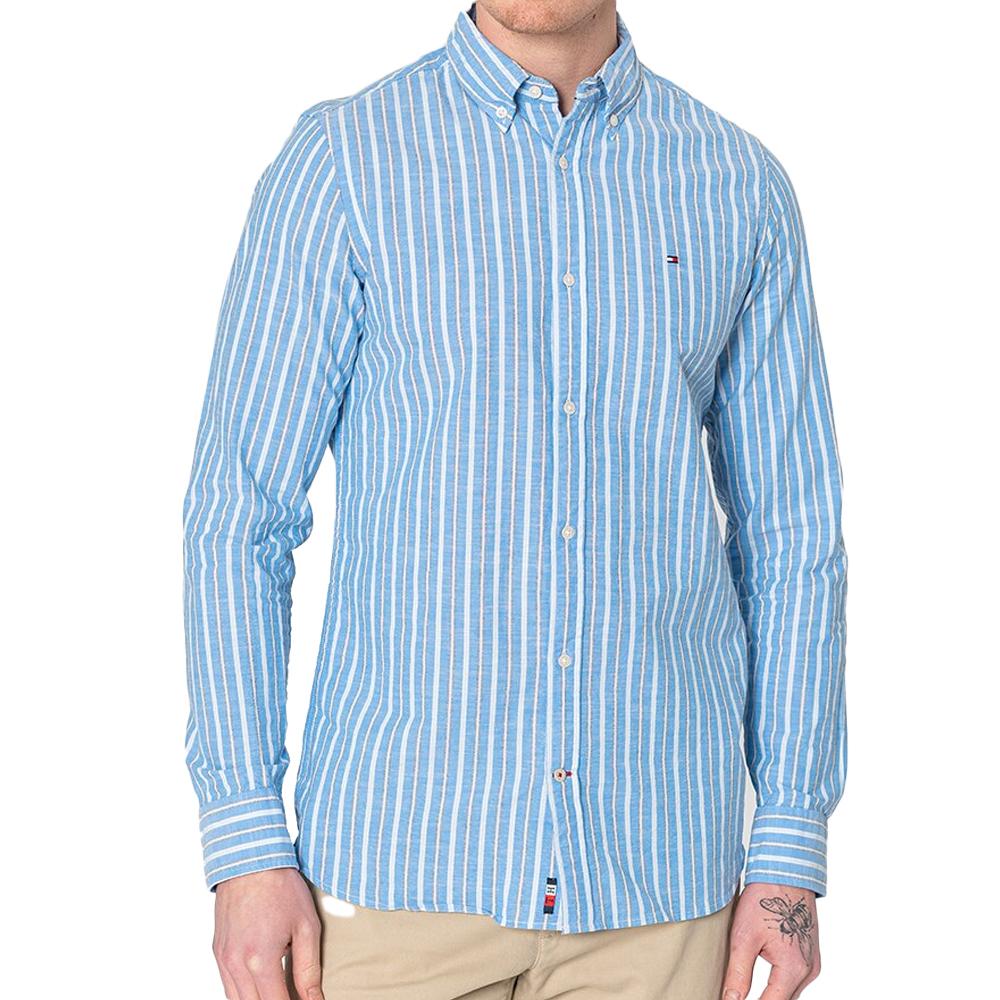 Chemise à Rayures Bleu Homme Tommy Hilfiger MW0MW20543 pas cher