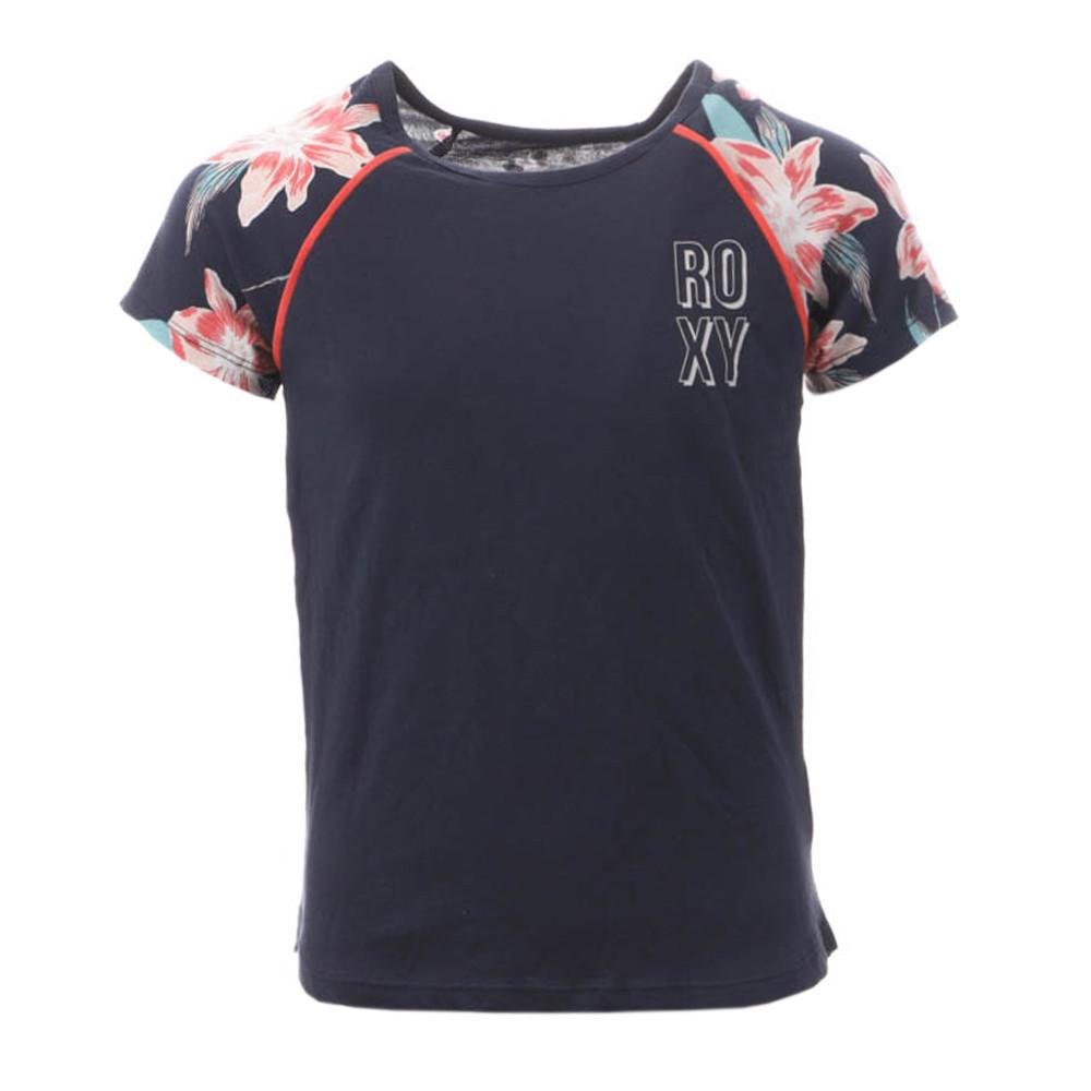 T-shirt Marine à fleurs Fille Roxy Friday Love pas cher