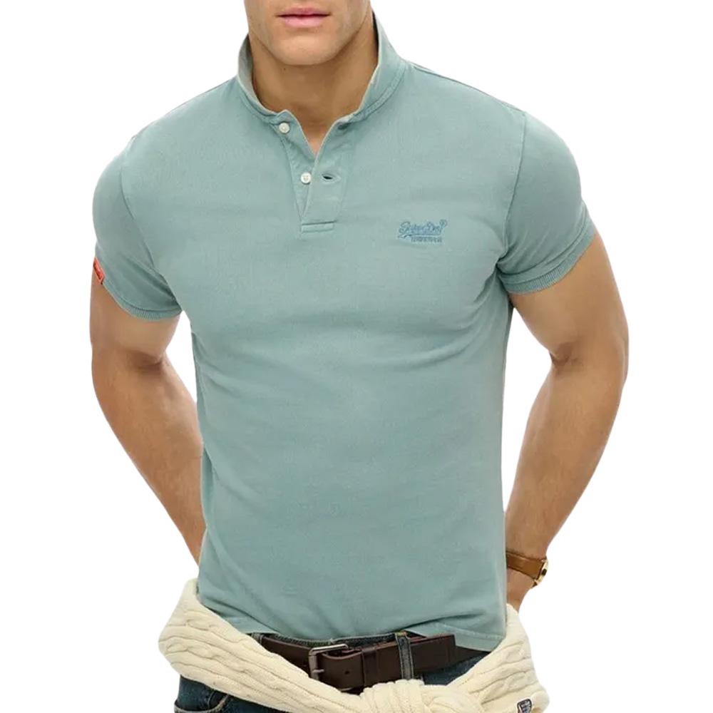 Polo Bleu Clair Homme Superdry Vint Destroy pas cher