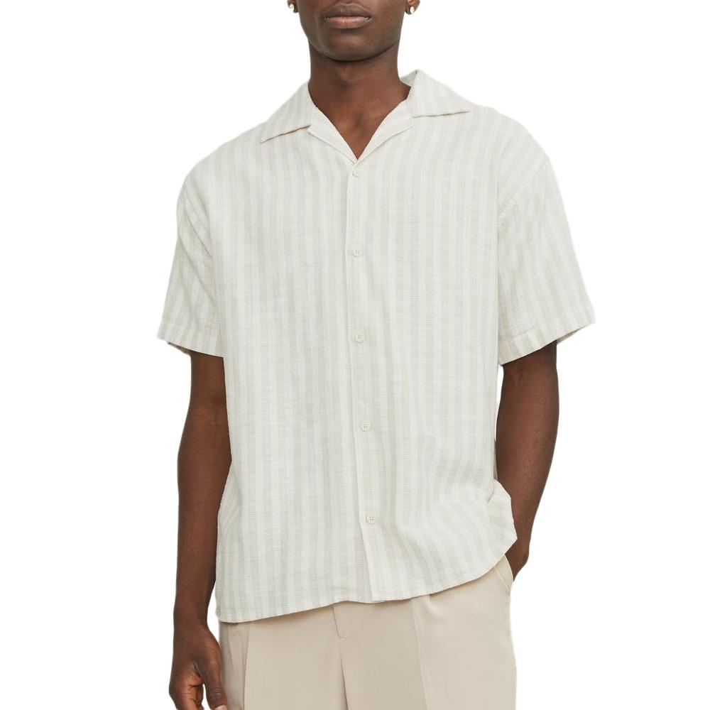 Chemise Rayure Écru/Beige Homme Jack & Jones Stripe Resort pas cher
