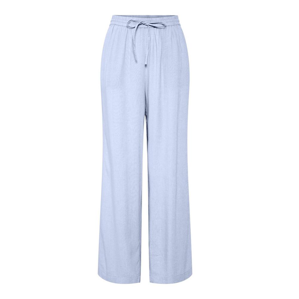 Pantalon fluide Bleu Femme Pieces Wide pas cher