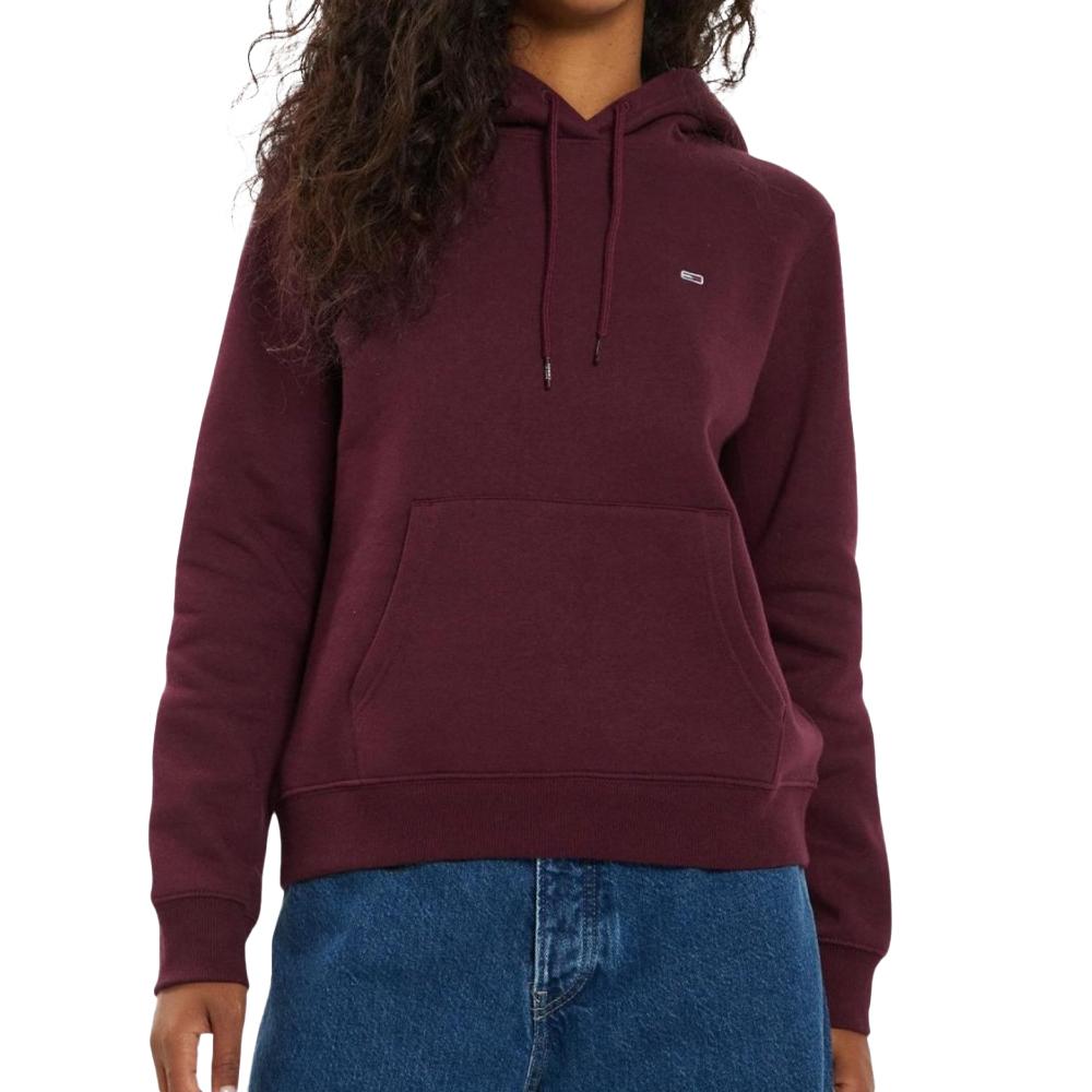 Sweat à capuche Bordeaux Femme Tommy Jeans Flag pas cher