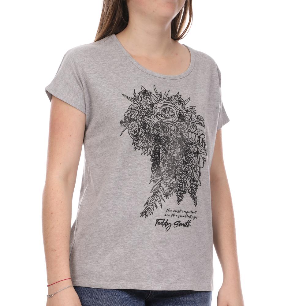 T-shirt Gris Femme Teddy Smith Rose pas cher