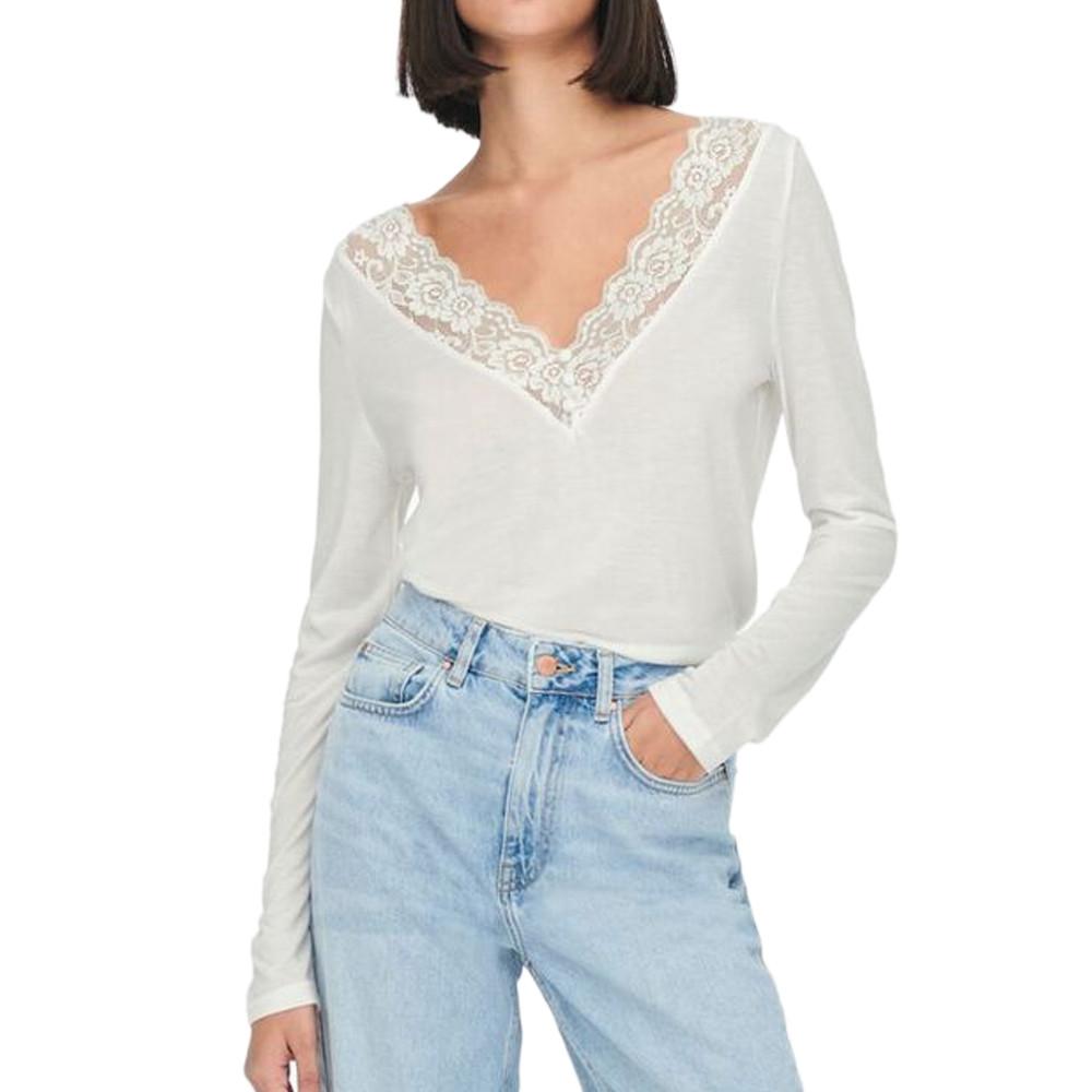 Top Blanc Femme Finitions Dentelle Femme JDY KIMMIE pas cher