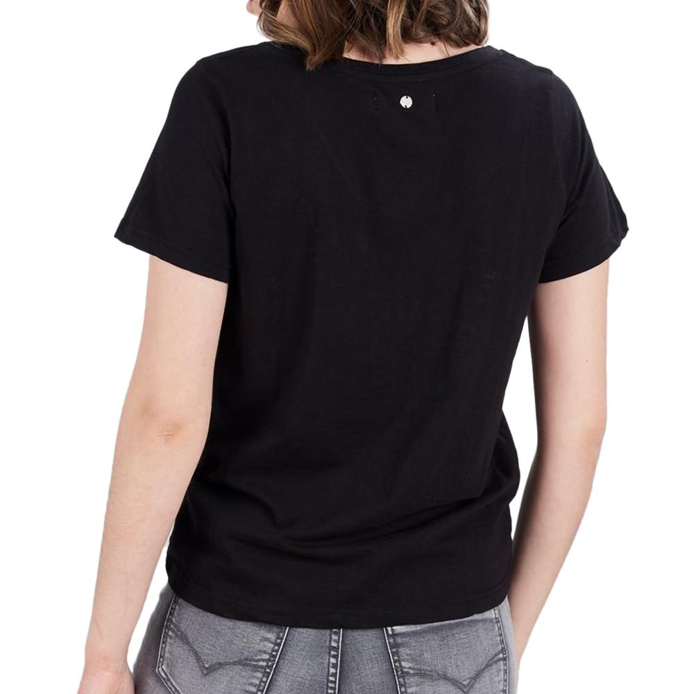 T-shirt Noir Femme Deeluxe Floriskull vue 2