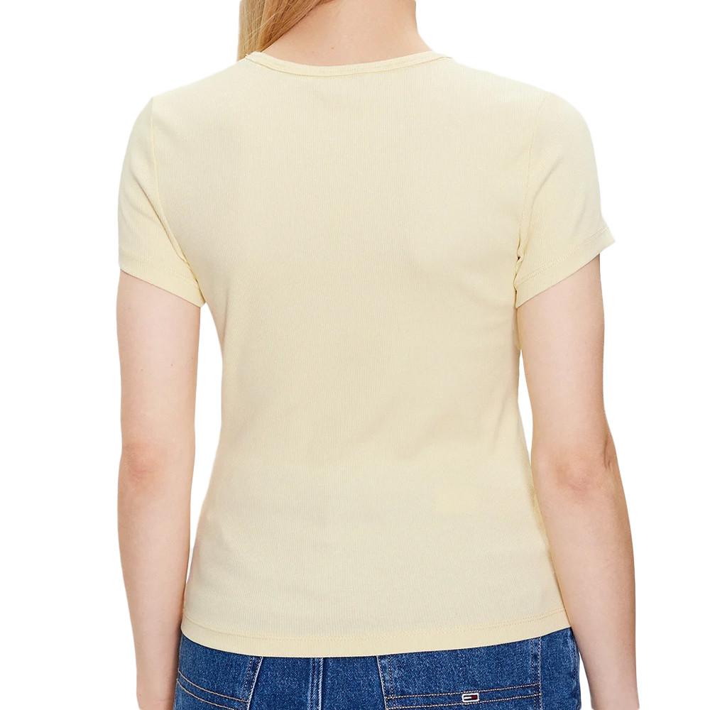 T-shirt Jaune Femme Tommy Jeans Essential Rib vue 2