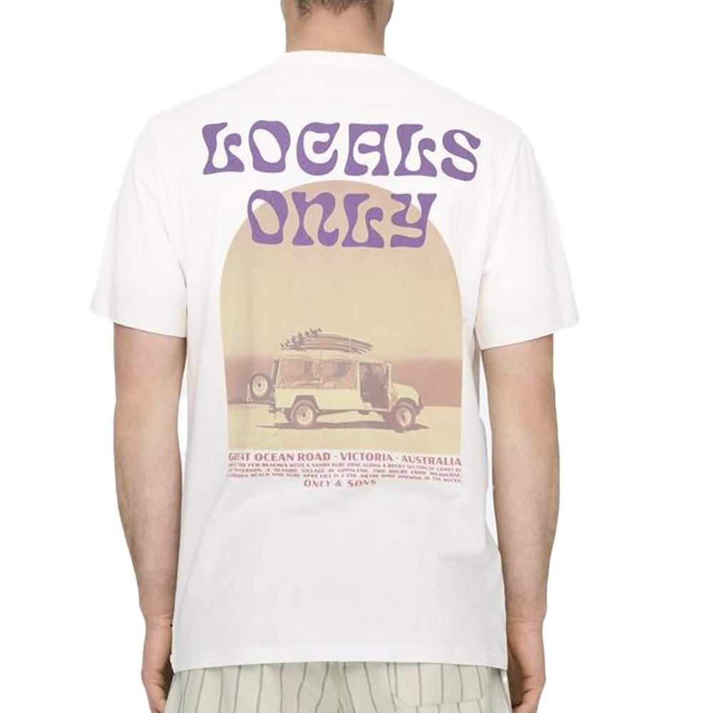 T-Shirt Blanc/Orange Homme Only & Sons Mountain vue 2